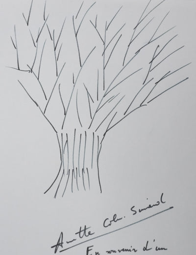 Annette COLIN-SIMARD : La joie des arbres, Autographe et dessin original signé
