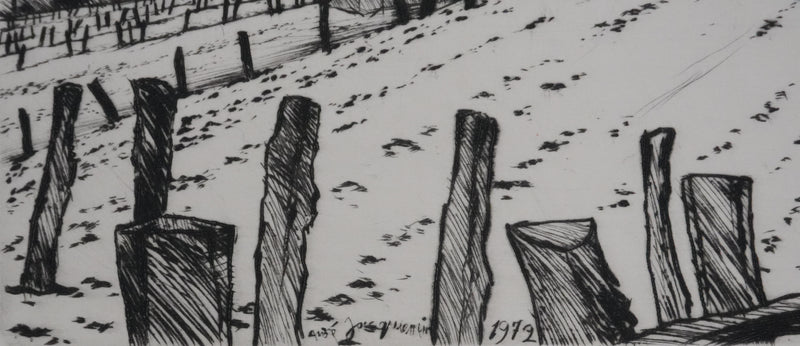 André JACQUEMIN : Hiver dans les Vosges, Gravure originale signée