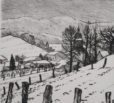 André JACQUEMIN : Hiver dans les Vosges, Gravure originale signée