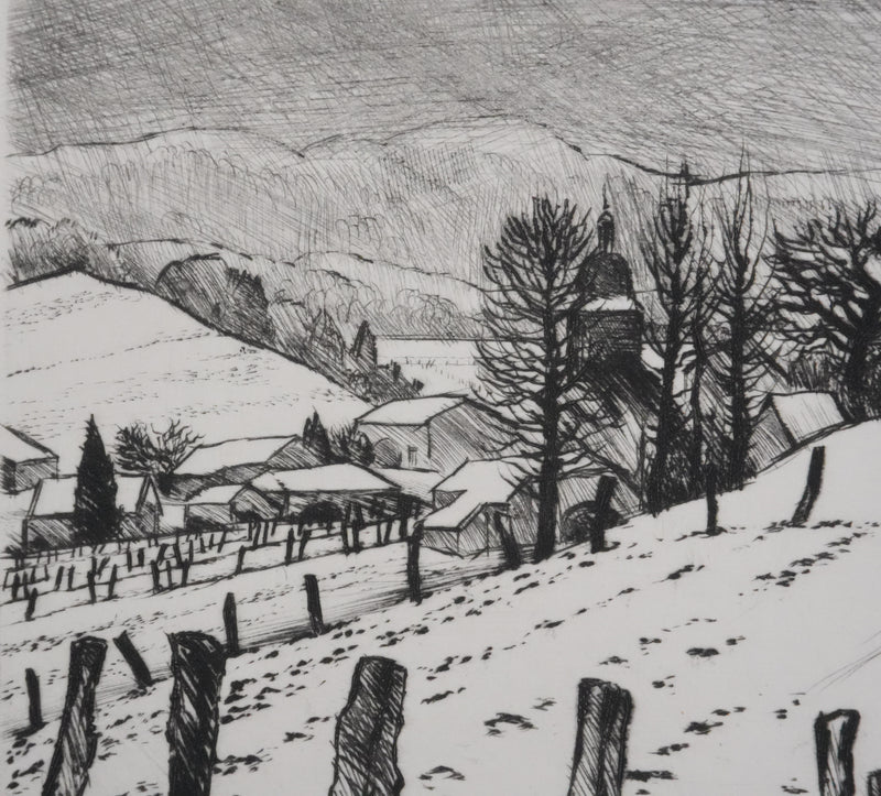 André JACQUEMIN : Hiver dans les Vosges, Gravure originale signée