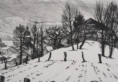 André JACQUEMIN : Hiver dans les Vosges, Gravure originale signée