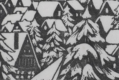 Camille COMBE : La ville aux sapins, Bois gravé original signé
