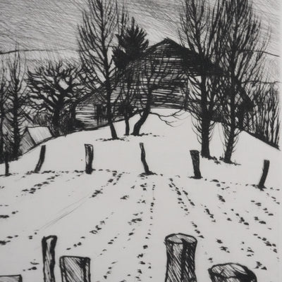 André JACQUEMIN : Hiver dans les Vosges, Gravure originale signée