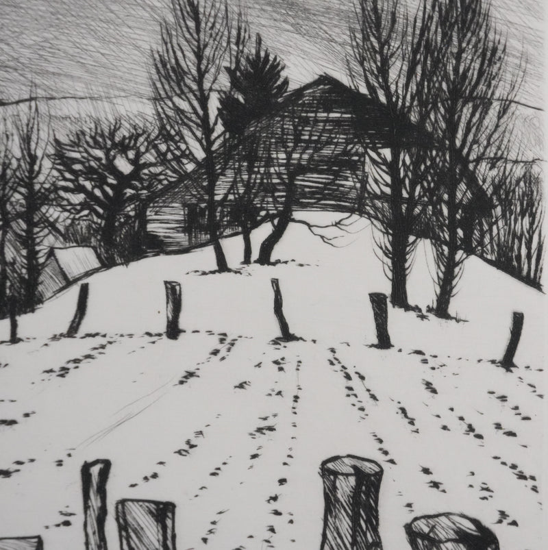 André JACQUEMIN : Hiver dans les Vosges, Gravure originale signée