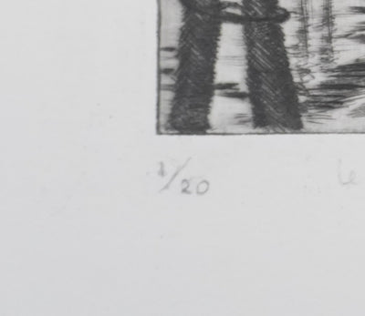 Camille COMBE : Près du Pontile San Anzolo, Gravure originale signée
