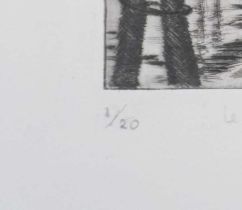 Camille COMBE : Près du Pontile San Anzolo, Gravure originale signée