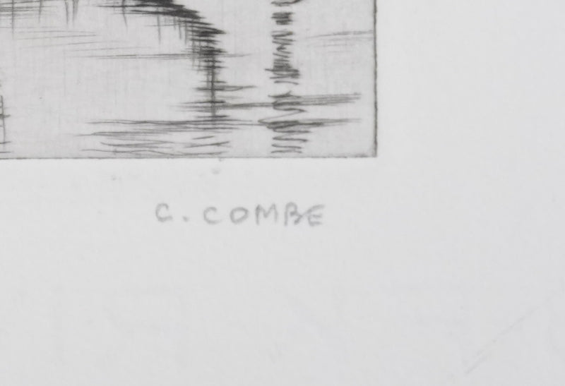 Camille COMBE : Près du Pontile San Anzolo, Gravure originale signée