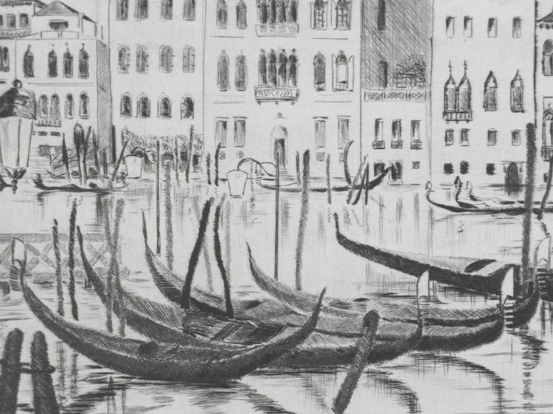 Camille COMBE : Près du Pontile San Anzolo, Gravure originale signée