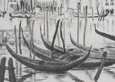 Camille COMBE : Près du Pontile San Anzolo, Gravure originale signée