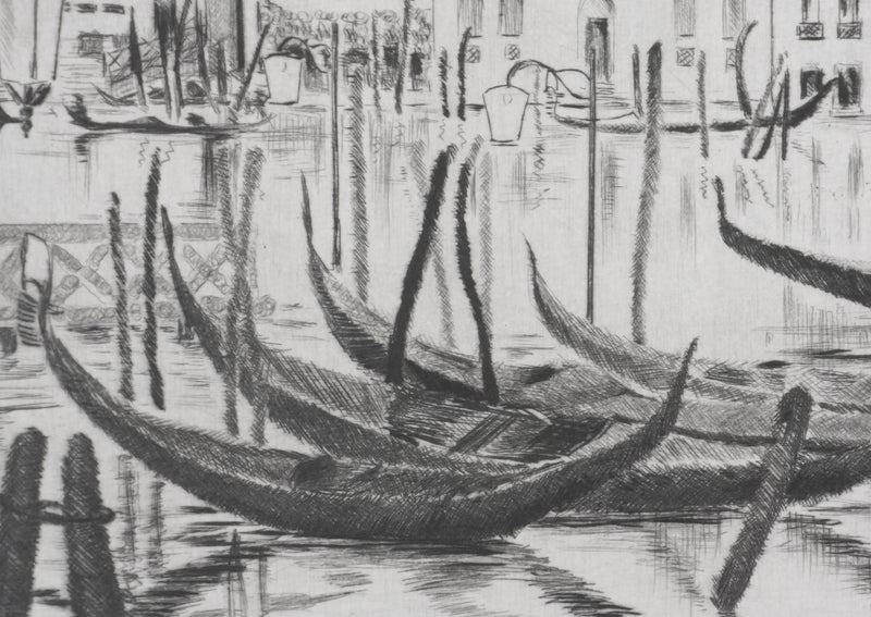 Camille COMBE : Près du Pontile San Anzolo, Gravure originale signée