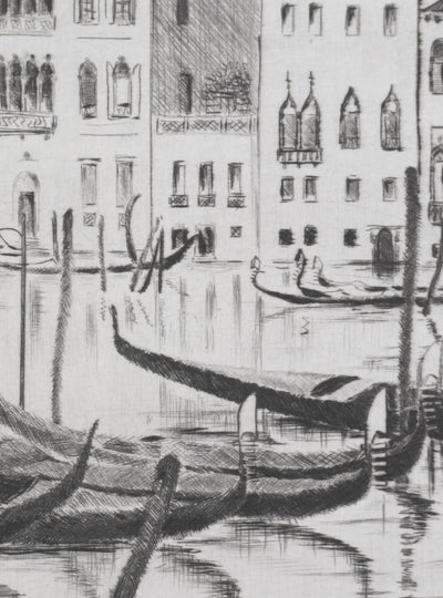 Camille COMBE : Près du Pontile San Anzolo, Gravure originale signée