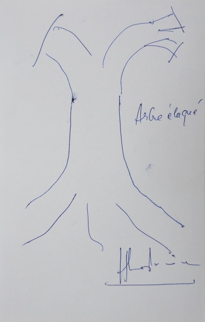 Herbert LE PORRIER : Arbre élagué, Autographe et dessin original signé