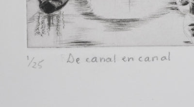 Camille COMBE : Venise, De canal en canal, Gravure originale signée