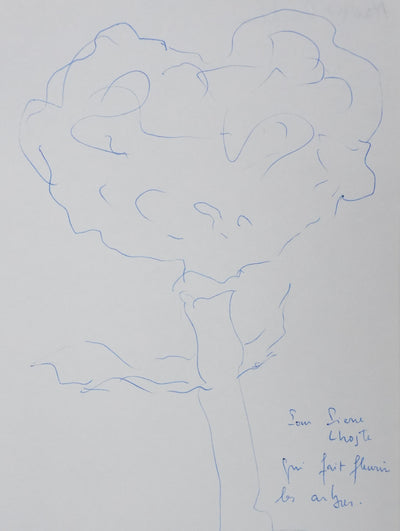 Michel RACHLINE : L'homme qui fait fleurir les arbres, Autographe et dessin original signé