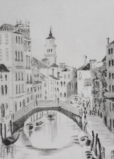 Camille COMBE : Venise, De canal en canal, Gravure originale signée