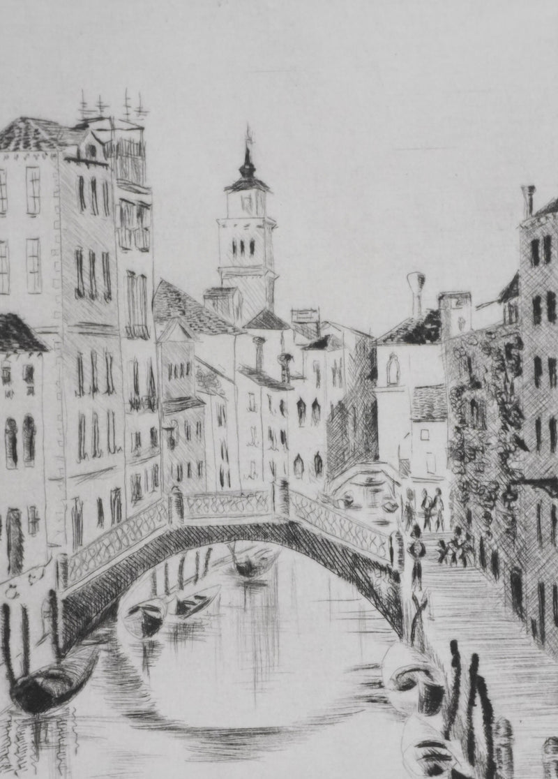 Camille COMBE : Venise, De canal en canal, Gravure originale signée