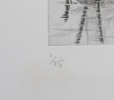 Camille COMBE : Maisons de pêcheurs à Hoorn, Gravure originale signée