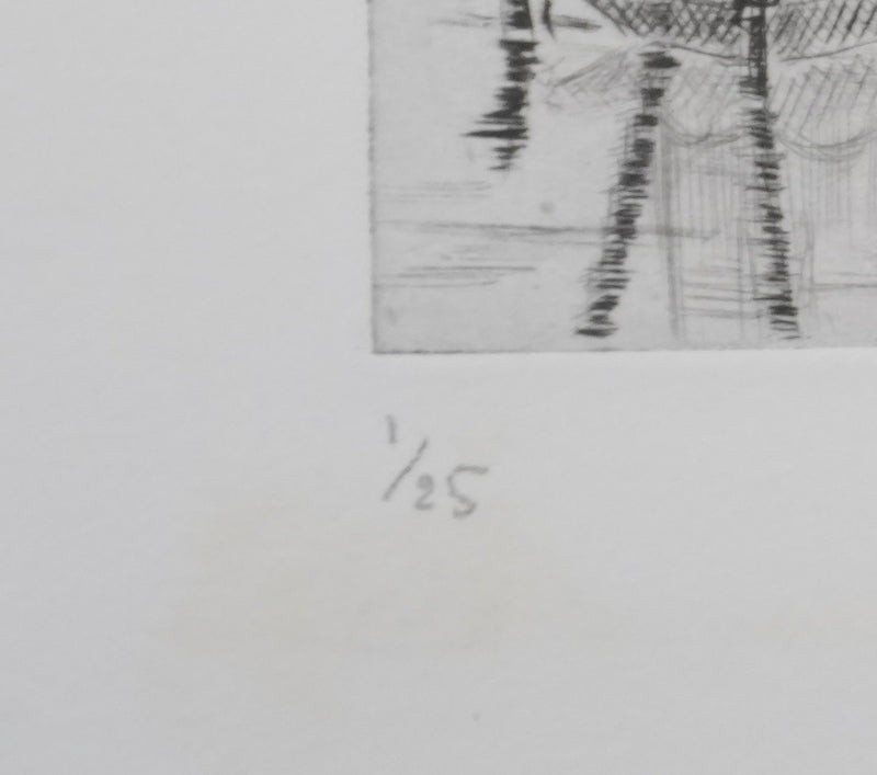 Camille COMBE : Maisons de pêcheurs à Hoorn, Gravure originale signée