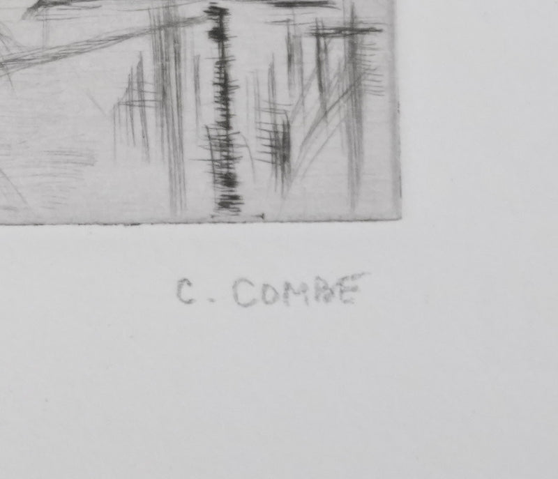 Camille COMBE : Maisons de pêcheurs à Hoorn, Gravure originale signée