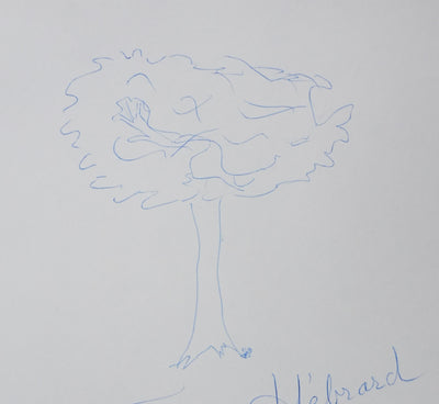 Frédérique HEBRARD : L'arbre aux grandes branches, Autographe et dessin original signé