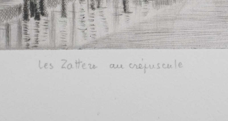 Camille COMBE : Les Zotterne au crépuscule, Gravure originale signée