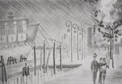 Camille COMBE : Les Zotterne au crépuscule, Gravure originale signée