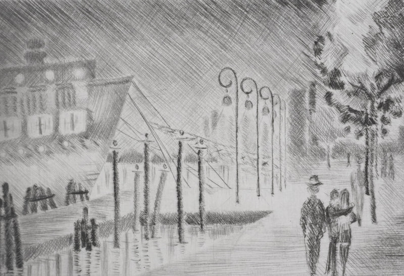 Camille COMBE : Les Zotterne au crépuscule, Gravure originale signée