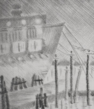 Camille COMBE : Les Zotterne au crépuscule, Gravure originale signée