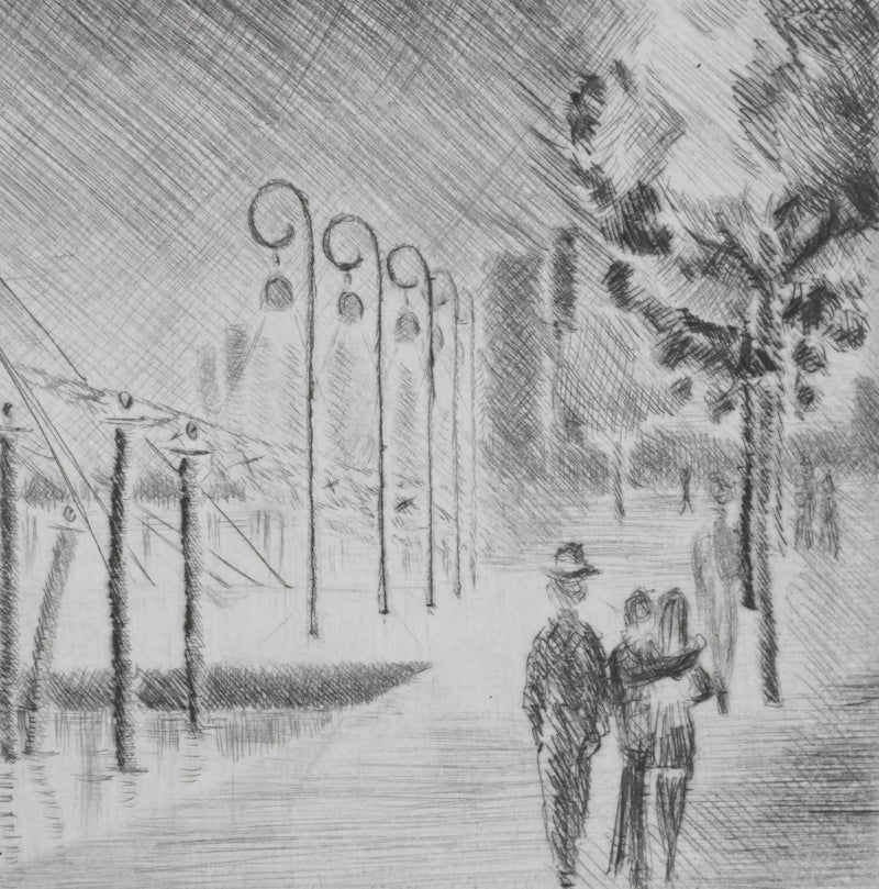 Camille COMBE : Les Zotterne au crépuscule, Gravure originale signée