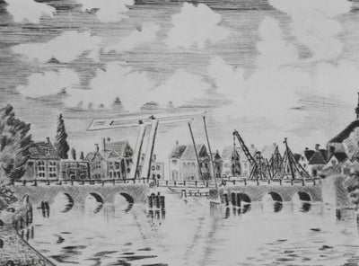 Camille COMBE : Enkhuizen, d'un pont à l'autre, Gravure originale signée