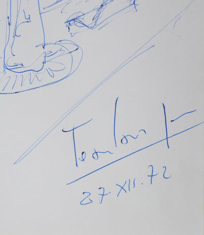 CASSAGNEAU : L'arbre de ville, Autographe et dessin original signé