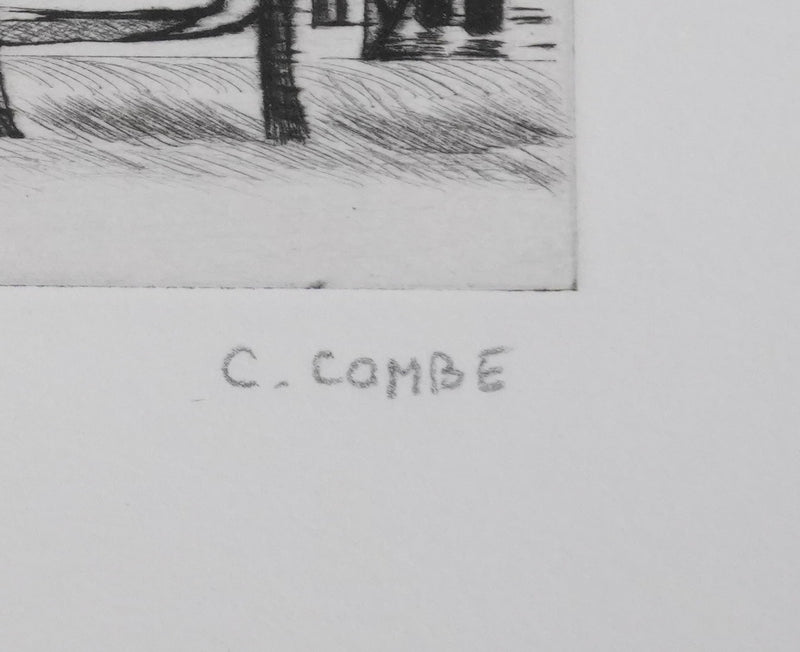 Camille COMBE : Halte à Meppel, Gravure originale signée