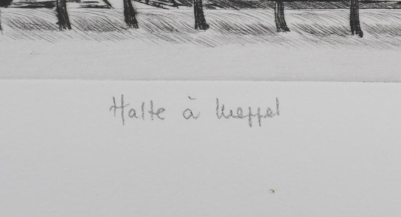 Camille COMBE : Halte à Meppel, Gravure originale signée