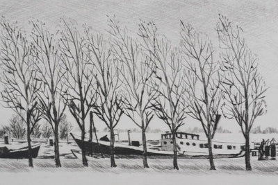 Camille COMBE : Halte à Meppel, Gravure originale signée