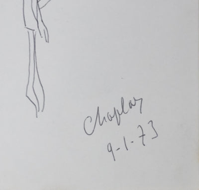 CHAPLAN : L'arbre du pendu, Autographe et dessin original signé