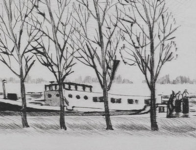 Camille COMBE : Halte à Meppel, Gravure originale signée