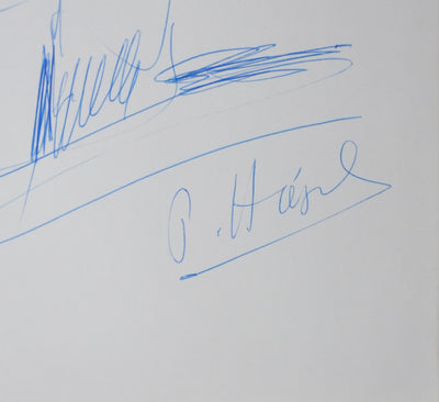 Pierre HIEGEL : L'ombre sous l'arbre, Autographe et dessin original signé