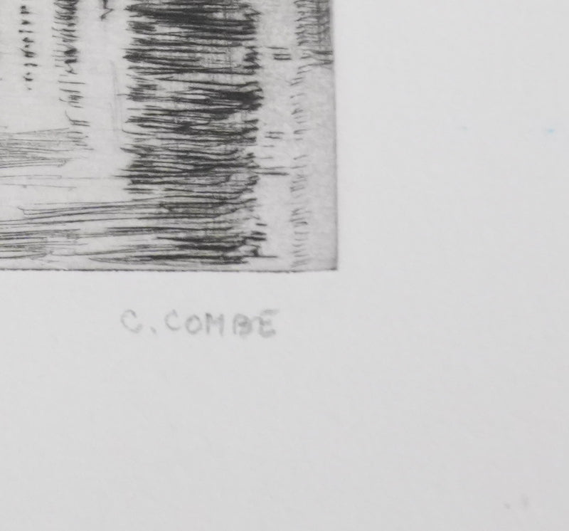 Camille COMBE : Amsterdam, nuit de juin sur le Herengracht, Gravure originale signée