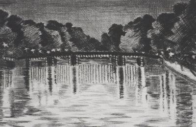 Camille COMBE : Amsterdam, nuit de juin sur le Herengracht, Gravure originale signée