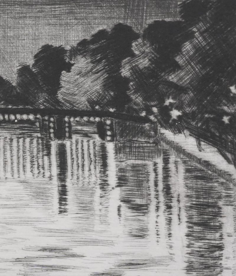 Camille COMBE : Amsterdam, nuit de juin sur le Herengracht, Gravure originale signée