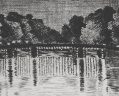 Camille COMBE : Amsterdam, nuit de juin sur le Herengracht, Gravure originale signée