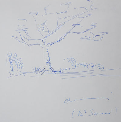 SAUVE : L'arbre de la prairie, Autographe et dessin original signé