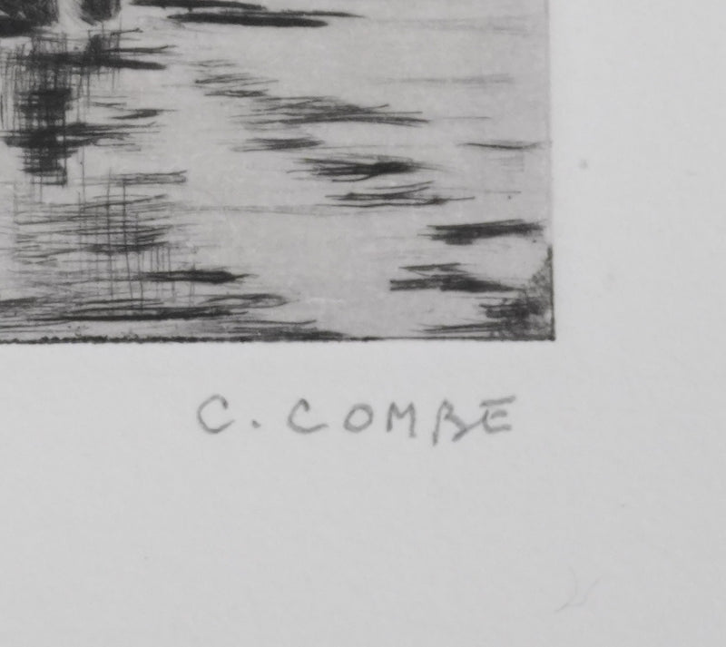 Camille COMBE : Les lagunes de Grado, Gravure originale signée
