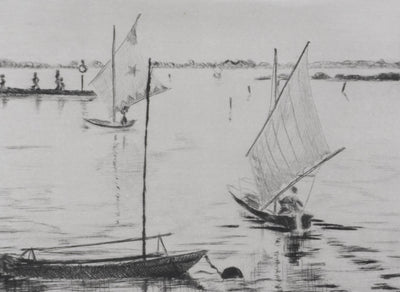 Camille COMBE : Les lagunes de Grado, Gravure originale signée