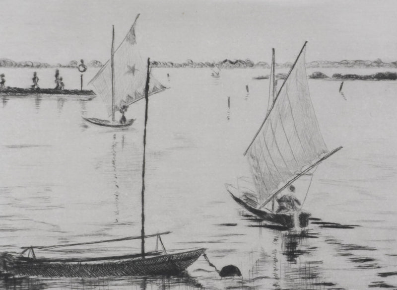 Camille COMBE : Les lagunes de Grado, Gravure originale signée