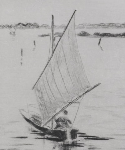 Camille COMBE : Les lagunes de Grado, Gravure originale signée