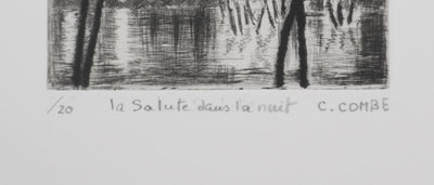 Camille COMBE : Venise, La Salute dans la nuit, Gravure originale signée