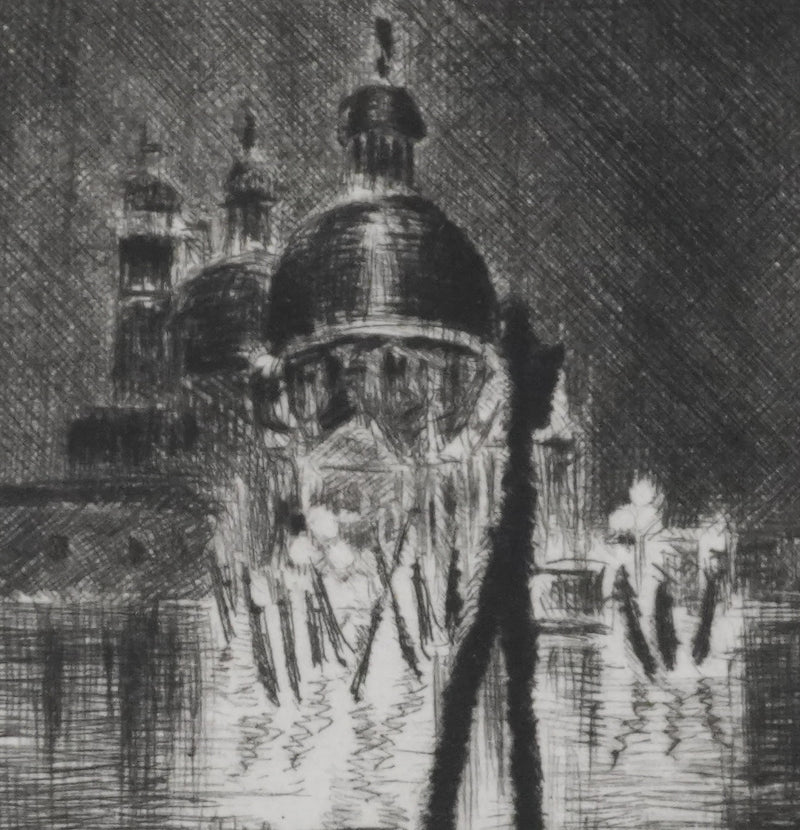 Camille COMBE : Venise, La Salute dans la nuit, Gravure originale signée