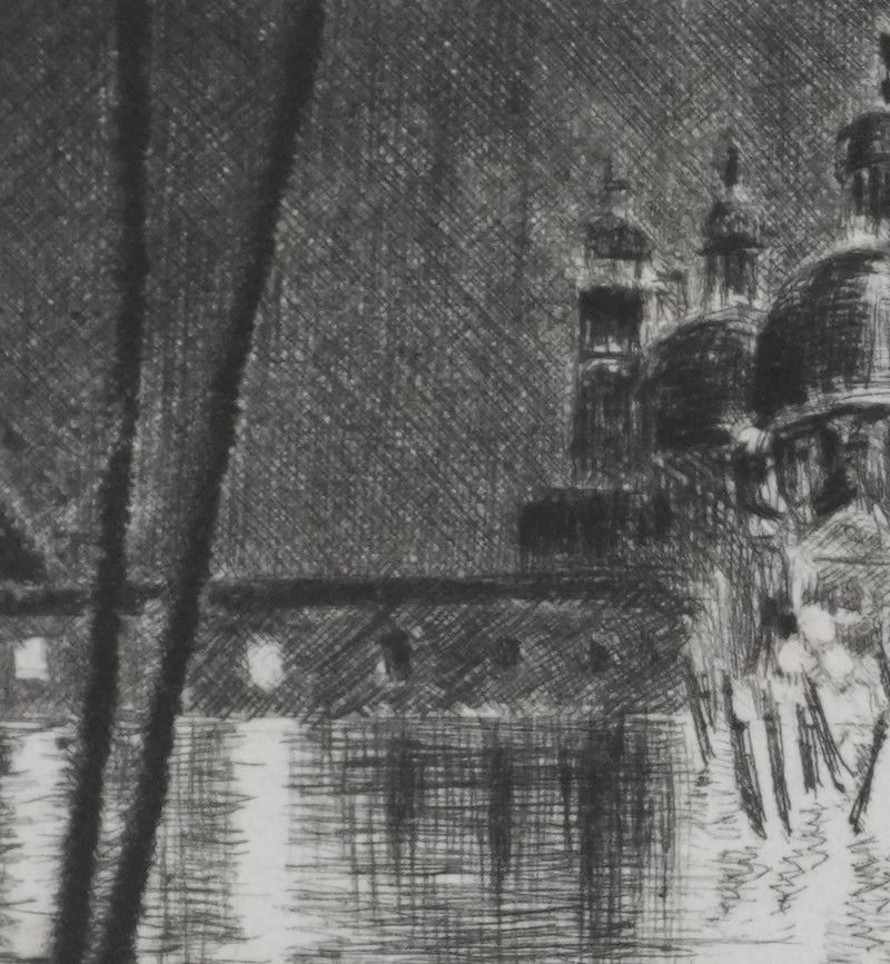 Camille COMBE : Venise, La Salute dans la nuit, Gravure originale signée