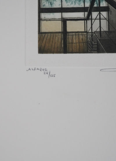 Alfonso AYUSO : Vue sur le lac, Gravure originale signée